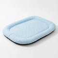 Cooling Dog Bed Mat with Raised Edge and Non-Slip Base, Light Blue