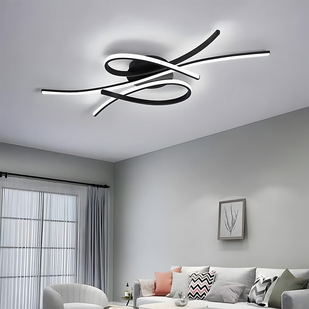 Modern semi flush ceiling light with curved illuminated strips