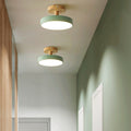 Set of two Nordic semi flush LED ceiling lights with round shades