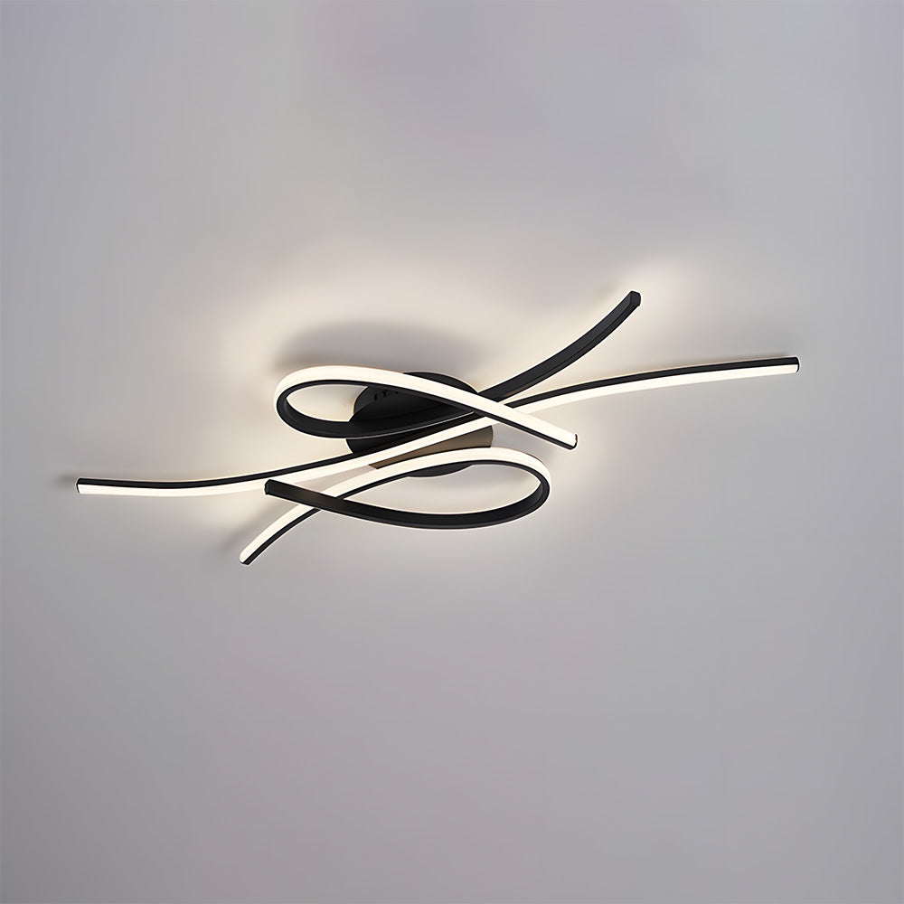 Modern semi flush ceiling light with curved illuminated strips