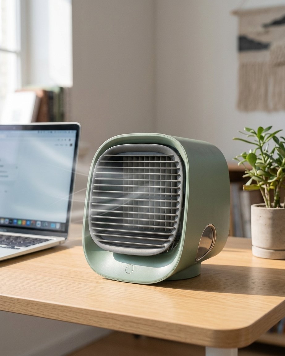 Compact Desktop Air Cooler with Water Humidification and USB Power