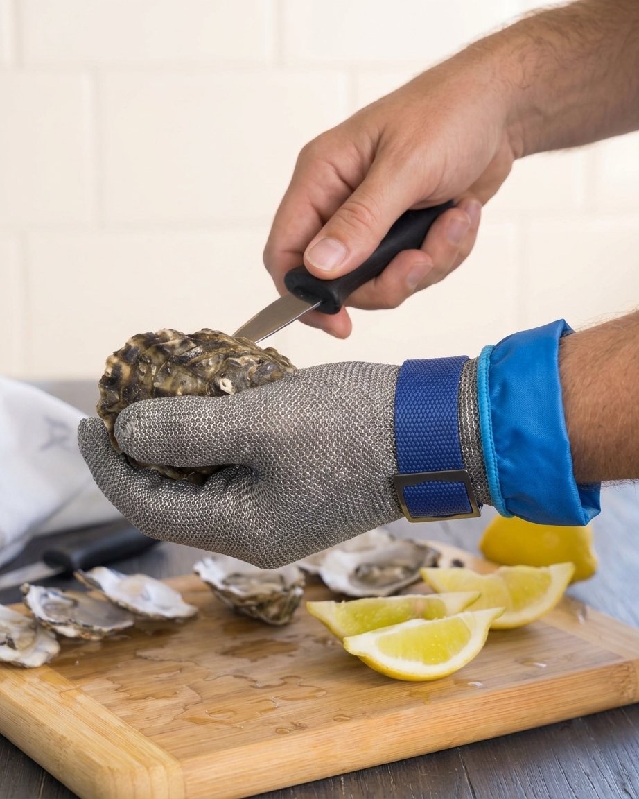 Cut-Resistant Stainless Steel Mesh Glove with Inner Liner for Kitchen Use