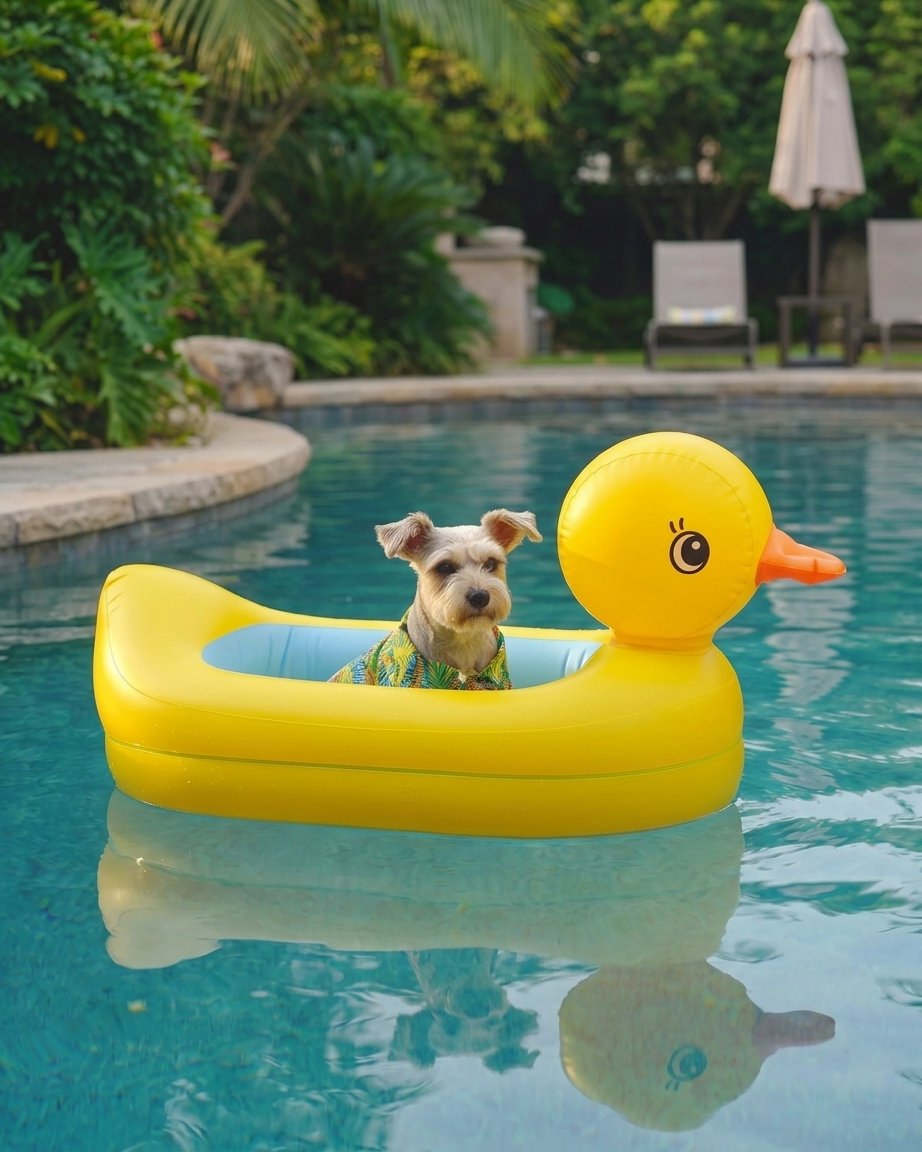 Inflatable Duck-Shaped Pool Float for Small Dogs