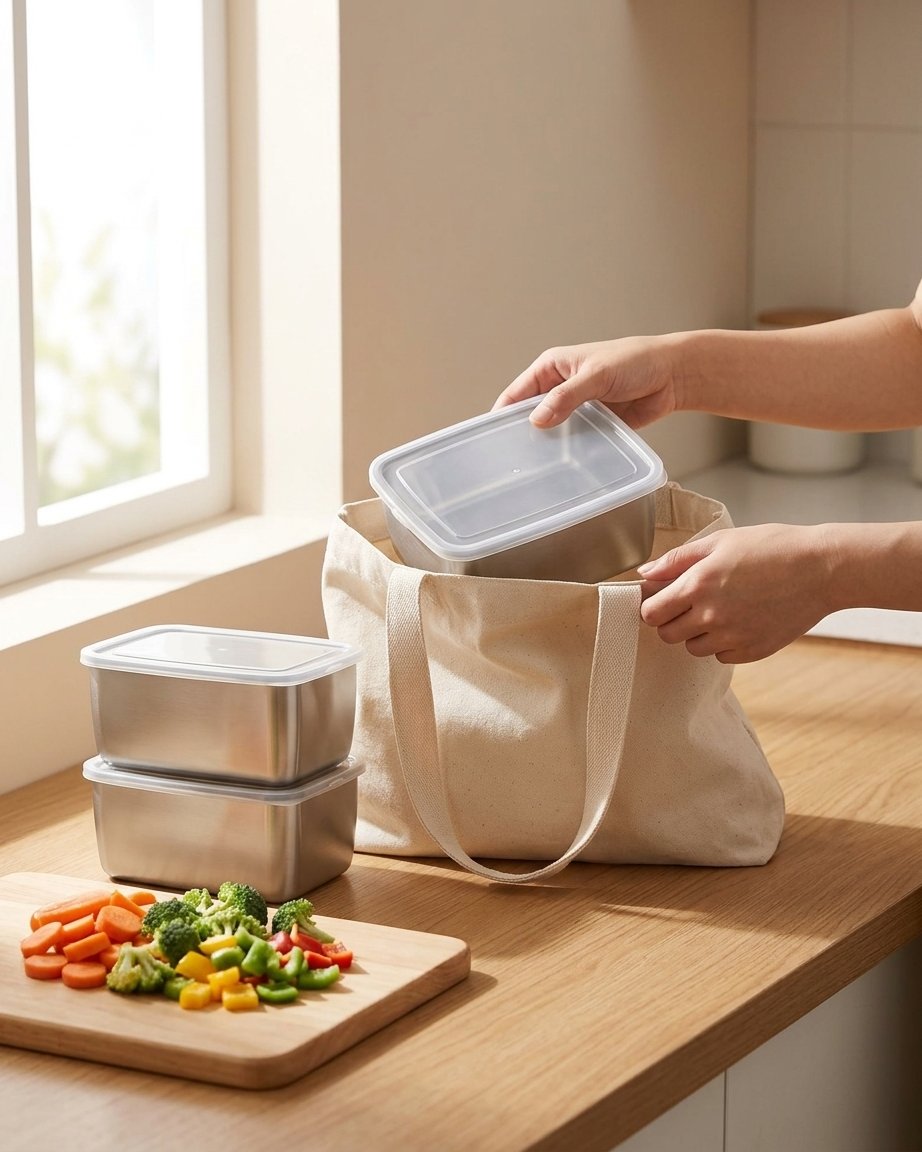 Stackable Stainless Steel Food Storage Containers with Lids, Set of 7