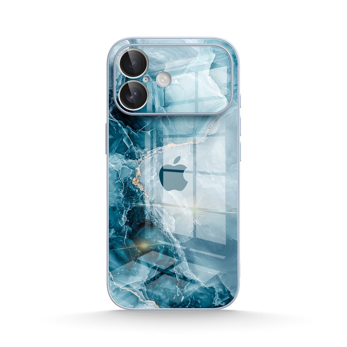 Blue iPhone case with abstract water design and clear edge