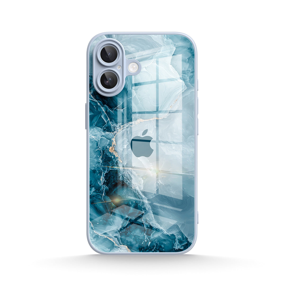Blue iPhone case with abstract water design and clear edge