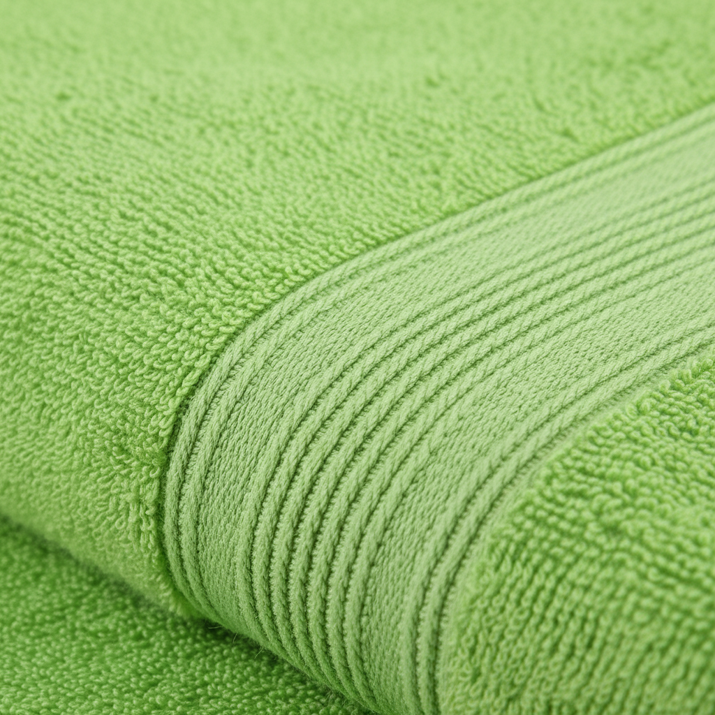 Green 10-piece textured towel set stacked together