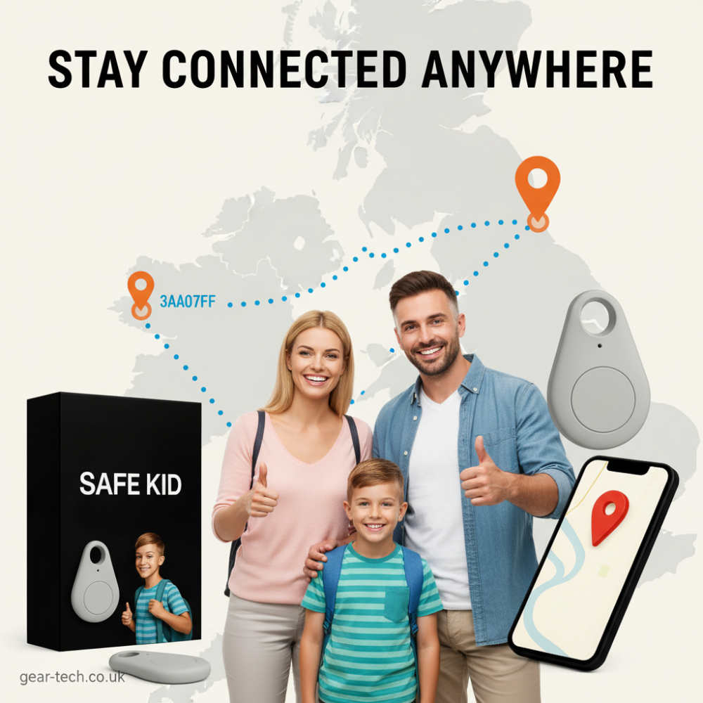 Compact teardrop GPS tracker for children with top hanging hole