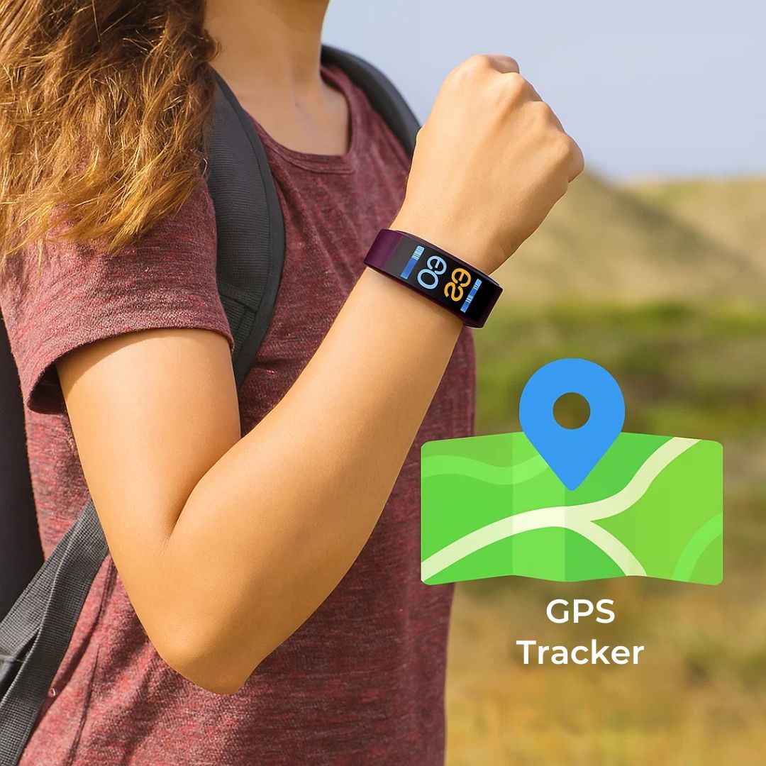 Senior safety smartwatch with digital display and adjustable wrist strap