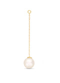 Gold chain earring pendant with a round white pearl drop