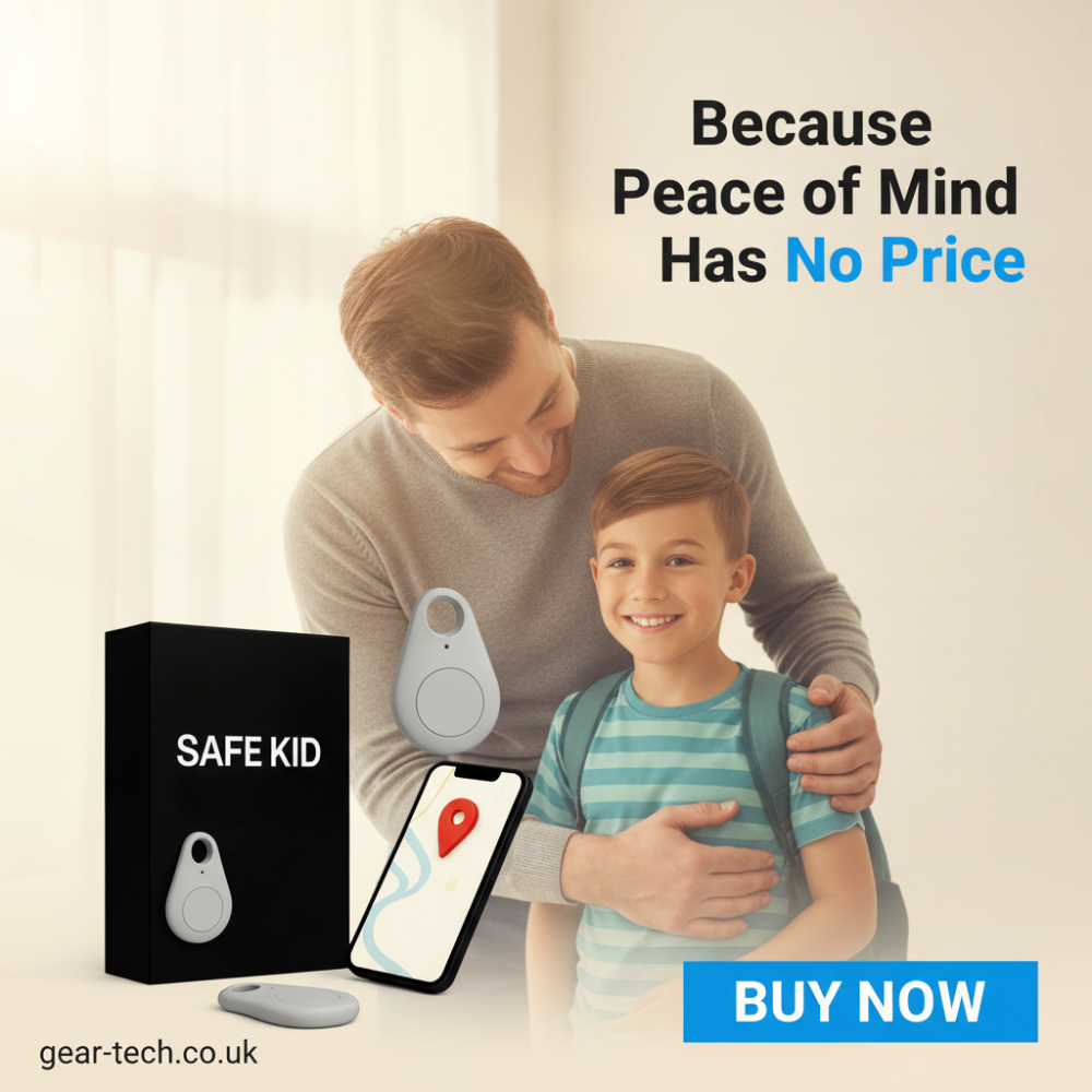 Compact teardrop GPS tracker for children with top hanging hole