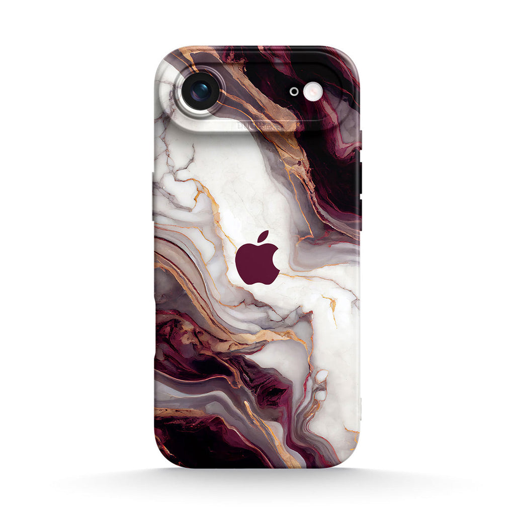 Burgundy red abstract marble silicone case for an iPhone