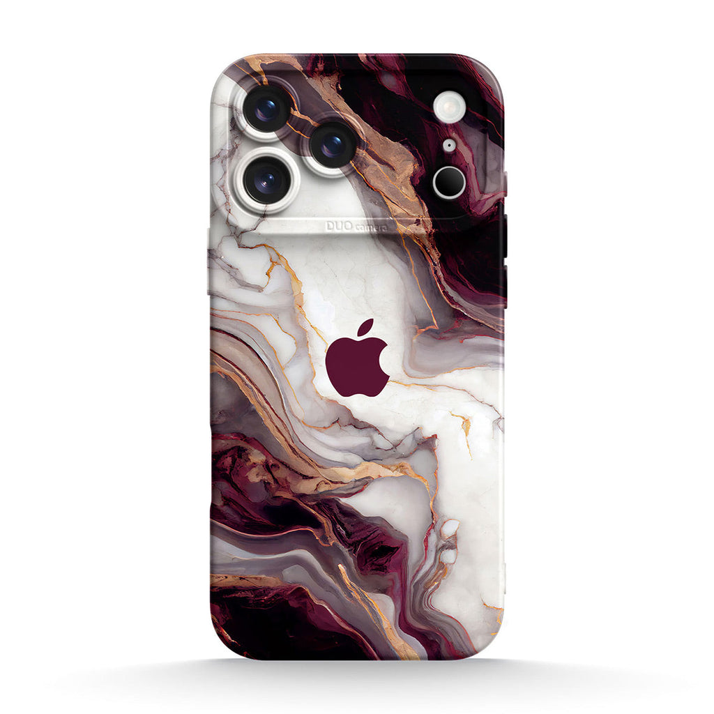 Burgundy red abstract marble silicone case for an iPhone