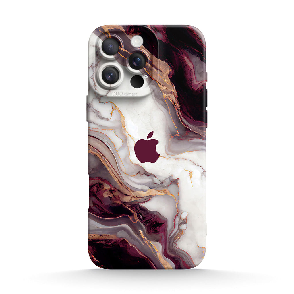 Burgundy red abstract marble silicone case for an iPhone