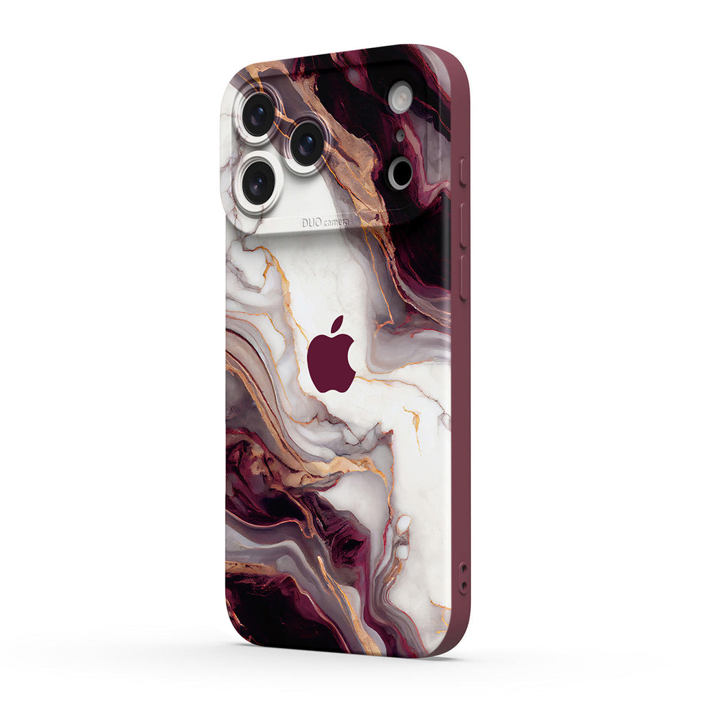 Burgundy red abstract marble silicone case for an iPhone