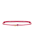 Red cord bracelet with ruby and yellow gold details