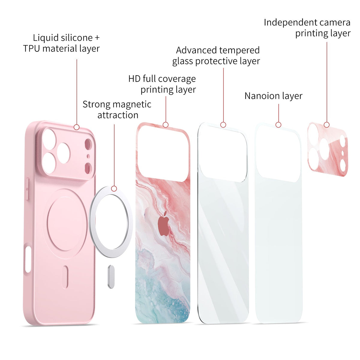 Blue iPhone case with abstract water design and clear edge