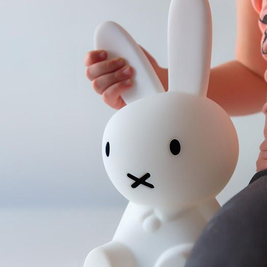 White illuminated rabbit decorative figure with long ears