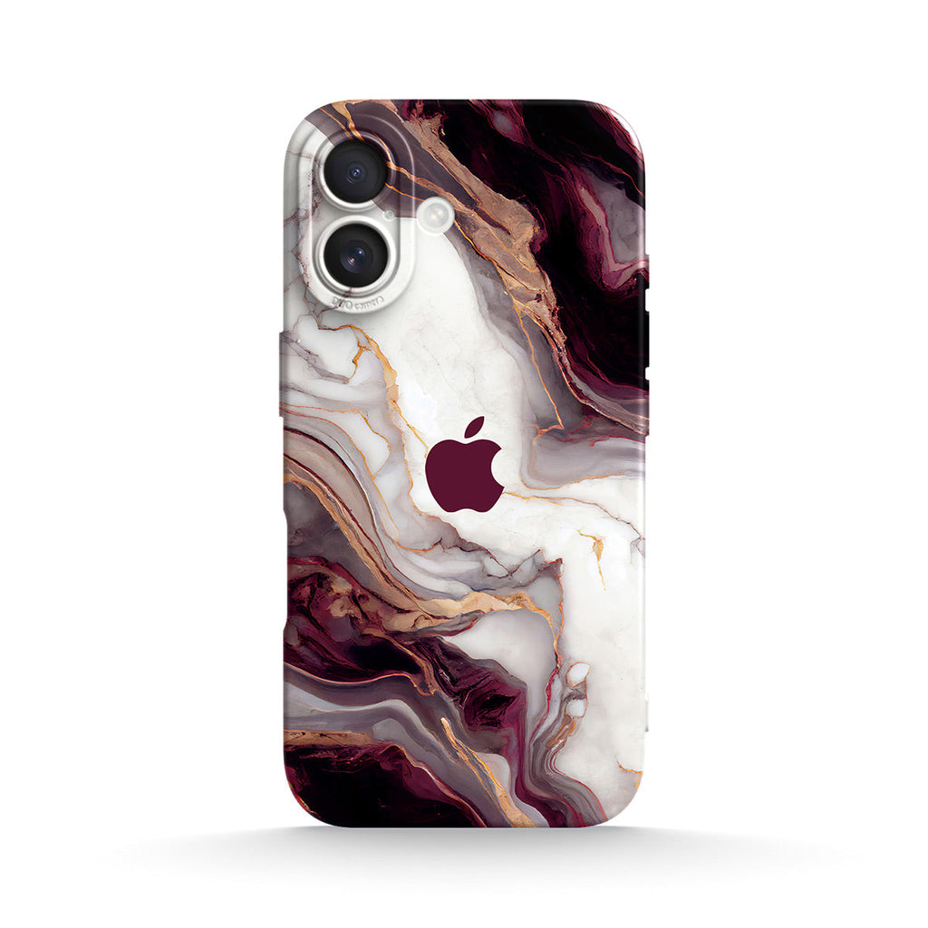 Burgundy red abstract marble silicone case for an iPhone