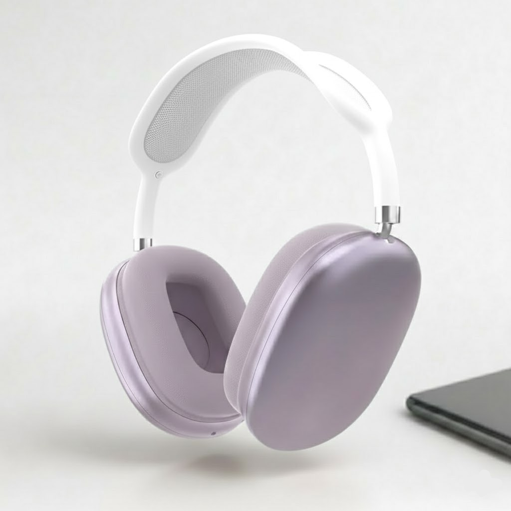 Wireless over-ear headphones with cushioned ear cups and padded headband