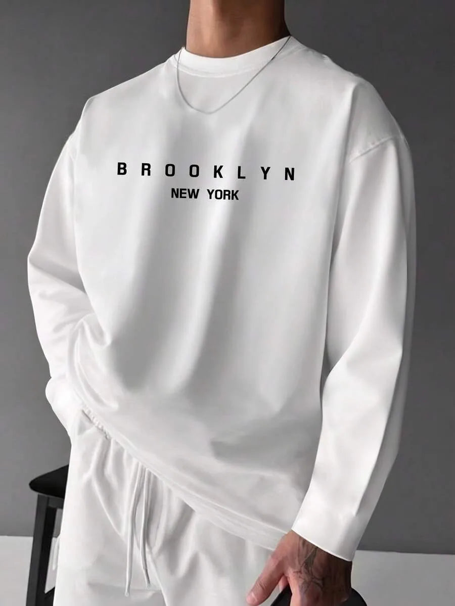 White long sleeve shirt with Brooklyn New York letter print