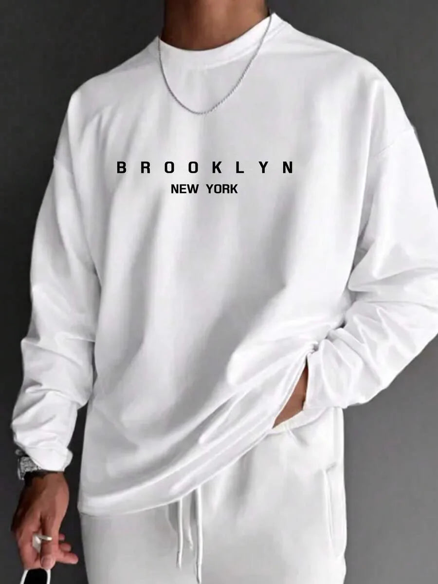 White long sleeve shirt with Brooklyn New York letter print