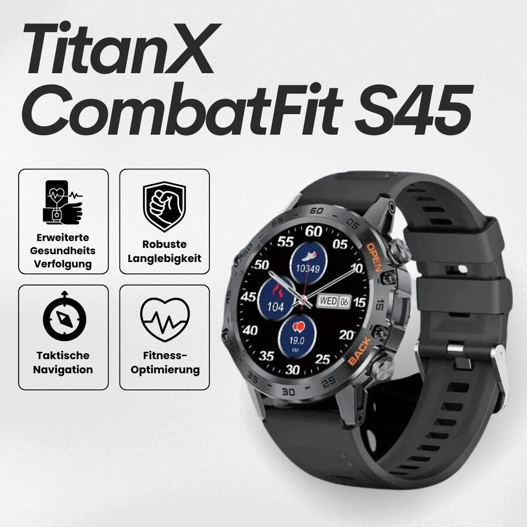 Round smartwatch with digital display, detailed bezel and perforated watch strap