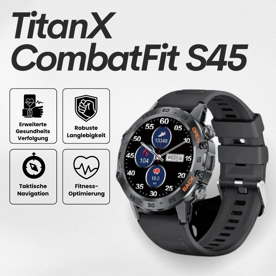 Round smartwatch with digital display, detailed bezel and perforated watch strap