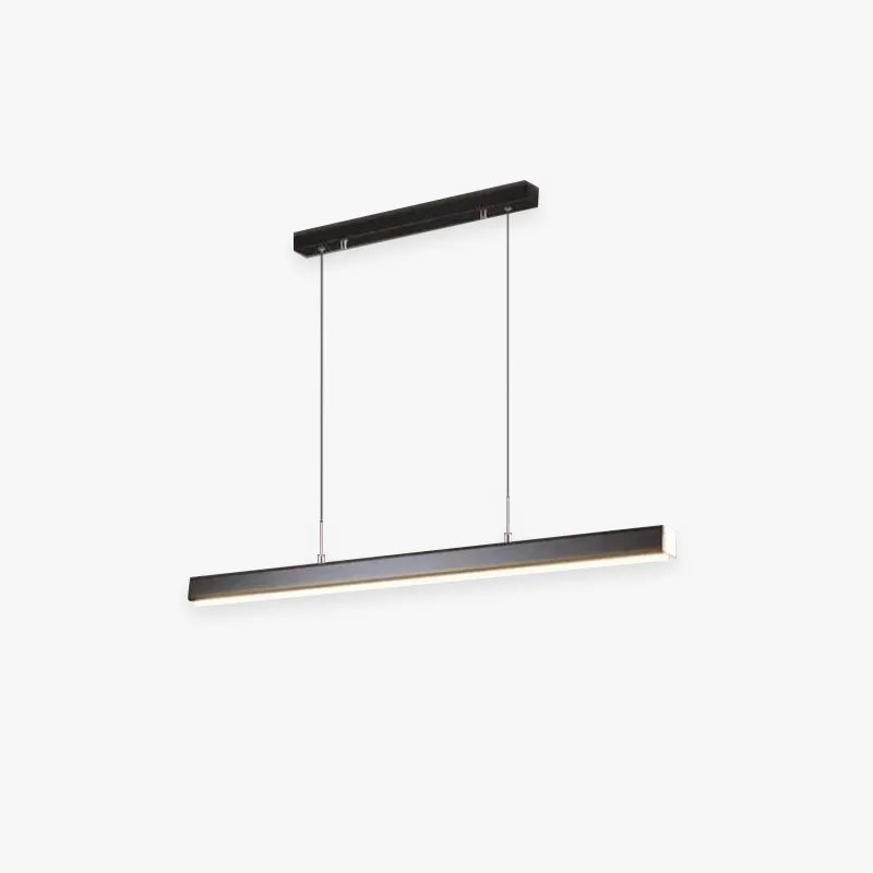 Linear LED pendant light with slim metal bar and suspension wires