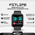 Fitness smartwatch with rectangular HD display and wrist strap