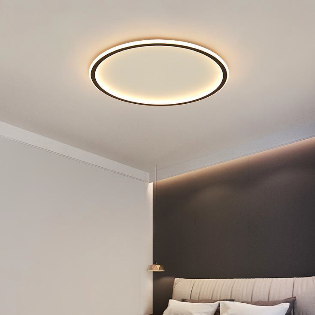 Round LED ceiling light with a slim illuminated ring