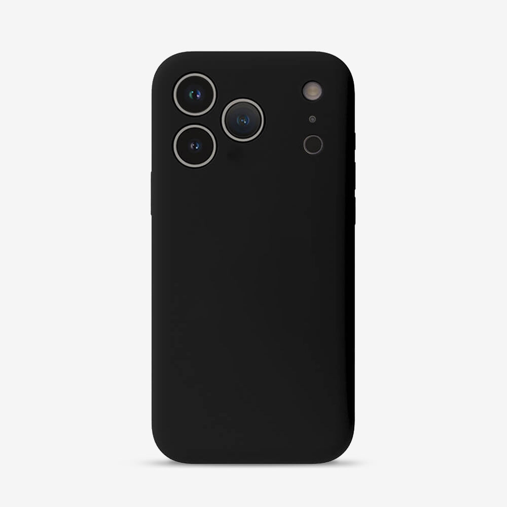 Black iPhone case with triple-camera cutout and circular rear ring detail