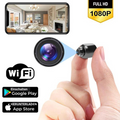 Compact black Full HD WiFi indoor security camera with lens