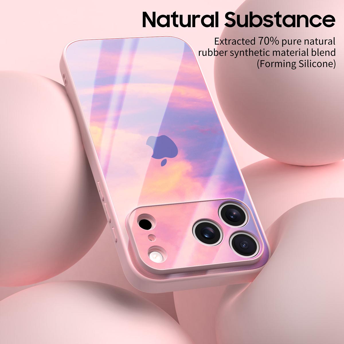 Pink translucent iPhone case with sunset window design