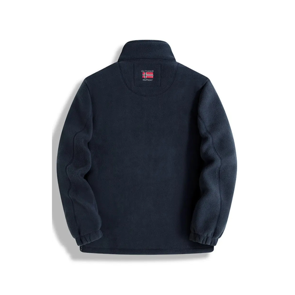 Full-zip textured fleece jacket with stand collar and front pockets