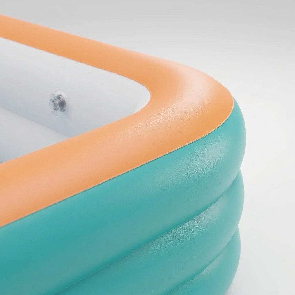 Large Rectangular Inflatable Family Pool – 98 x 67 x 22 in, Teal and Orange