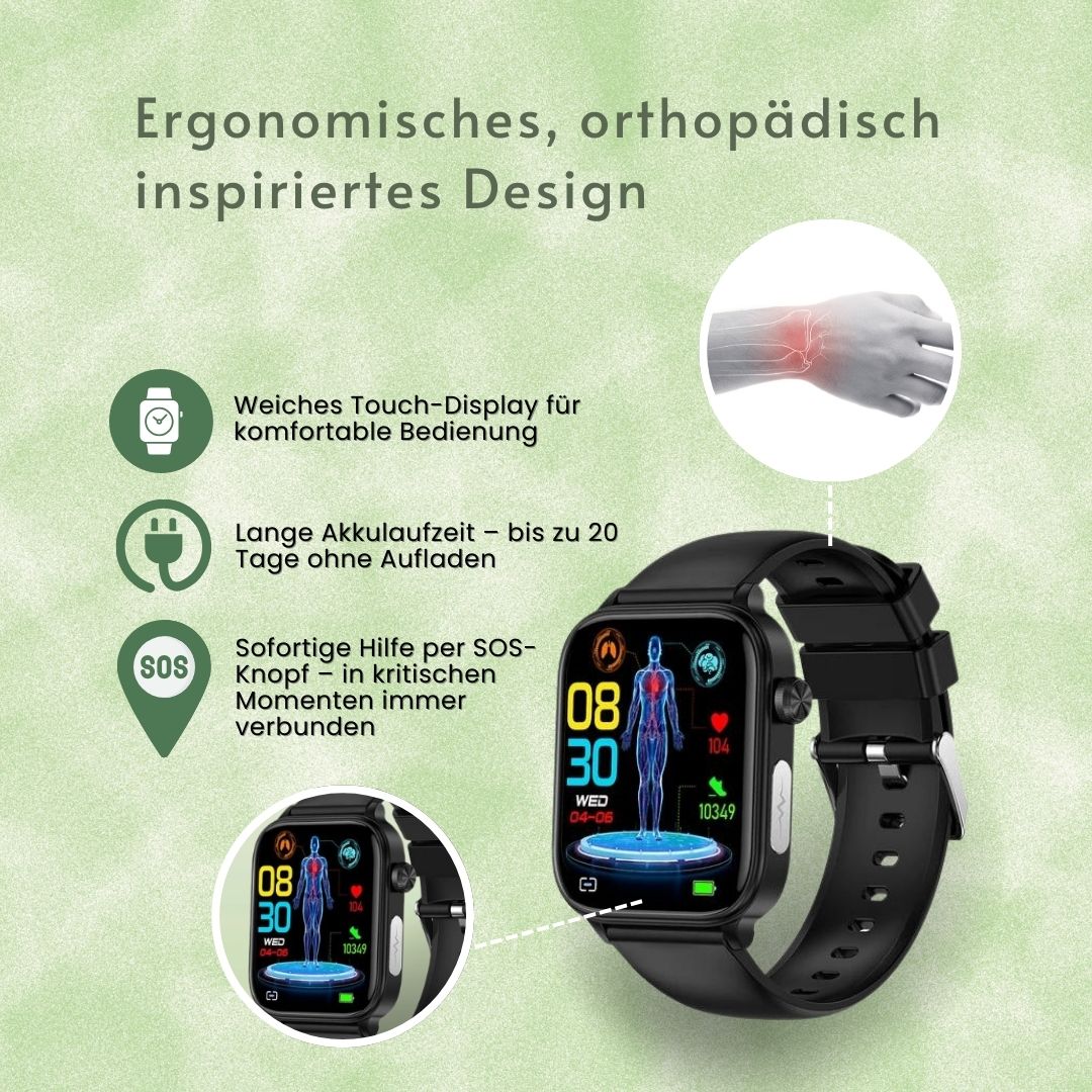 Smartwatch with rectangular digital display and adjustable watch strap
