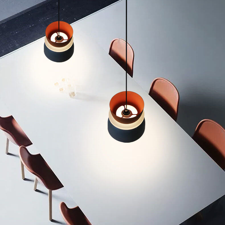 Colourful LED pendant light with layered hanging shades