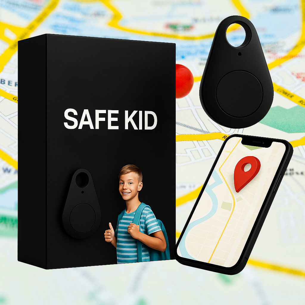 Compact teardrop GPS tracker for children with top hanging hole