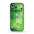 Green translucent geometric glass case for iPhone with camera cutout