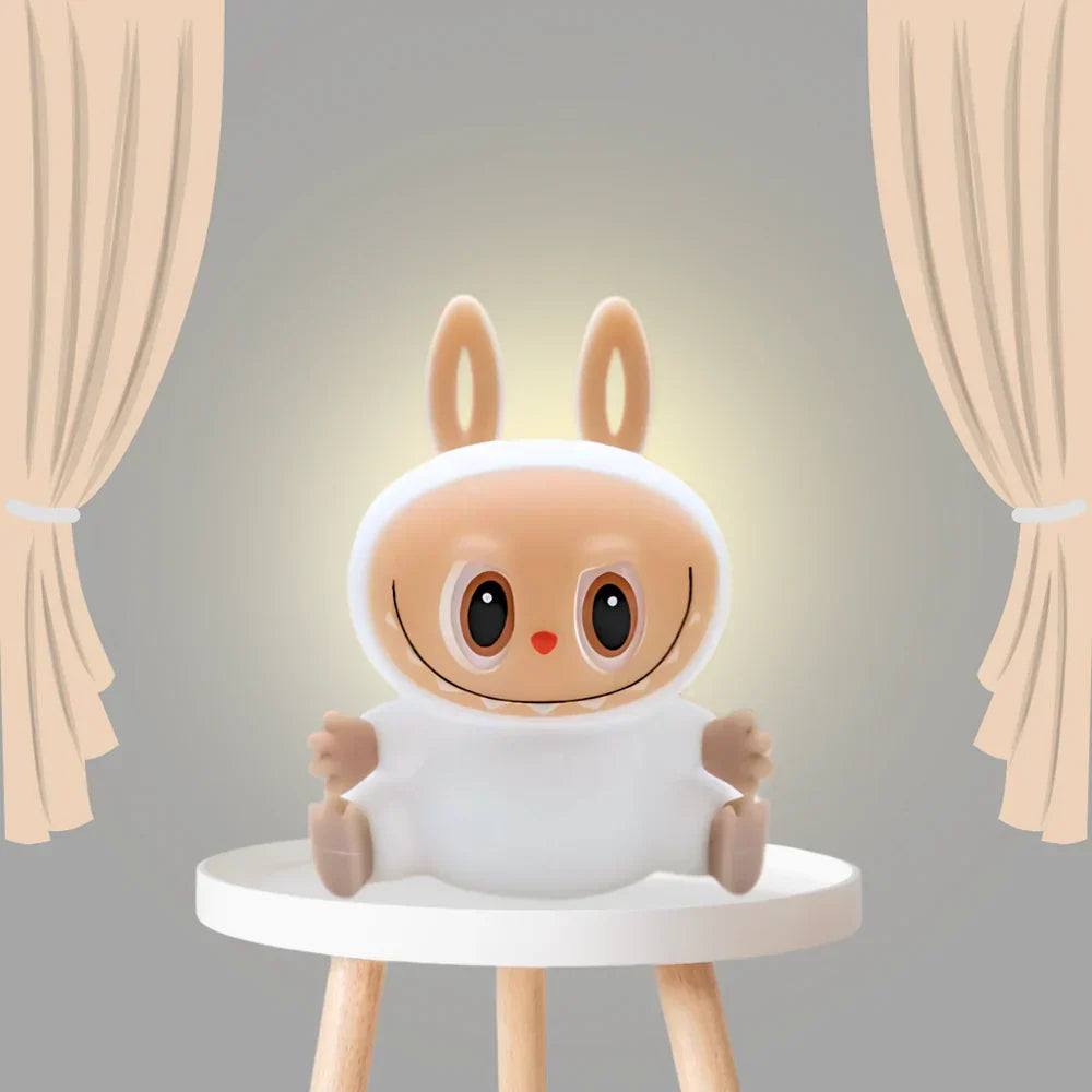 Rabbit-shaped night light with a round base