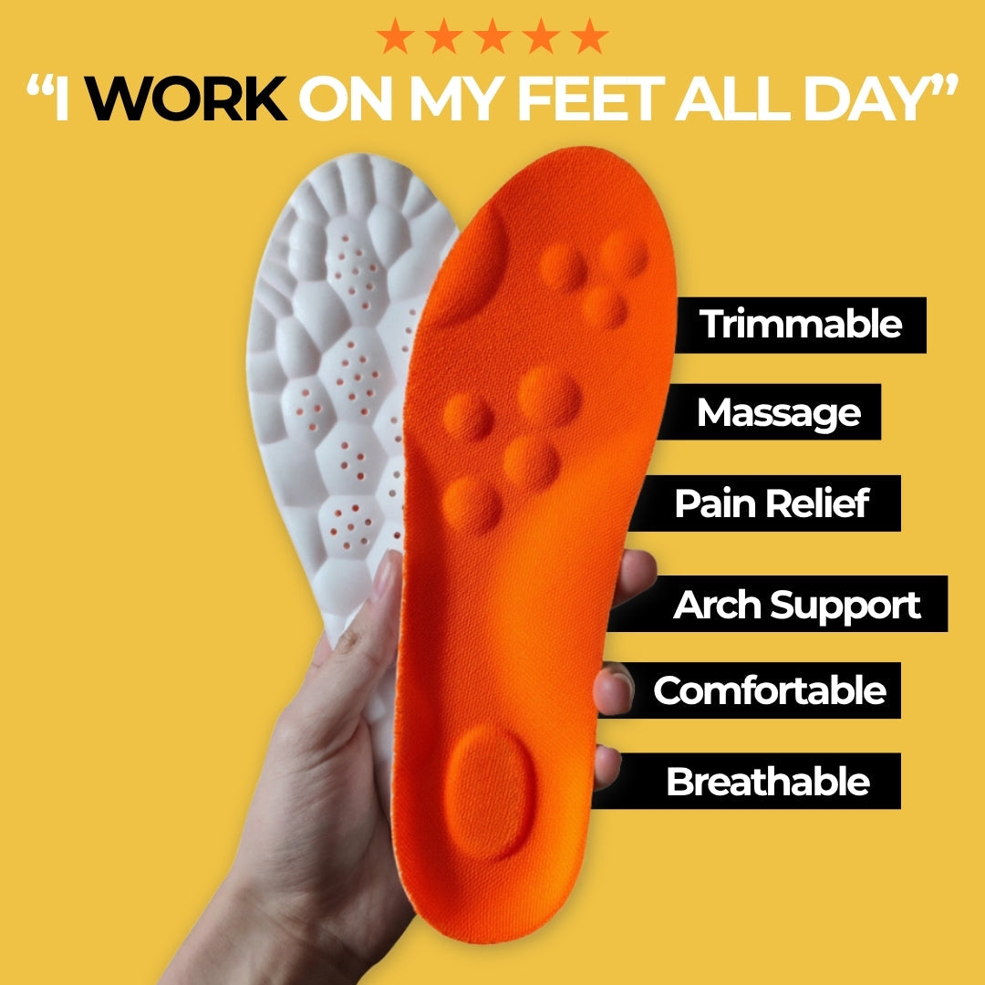 Textured comfort insoles with raised nodes and perforated sections