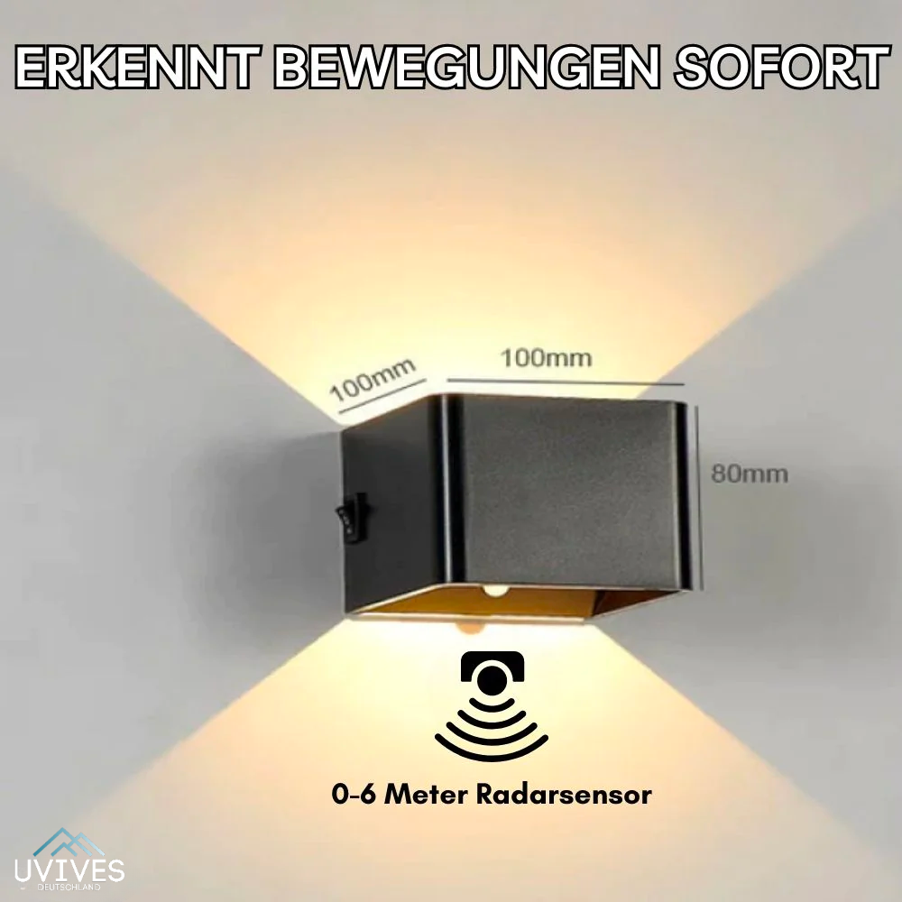 Wireless rectangular wall light with motion sensor and up and down illumination