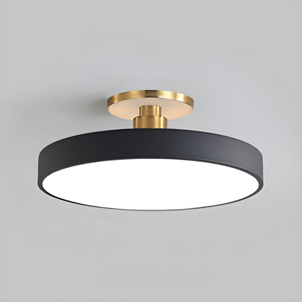 Round LED semi flush ceiling light with circular diffuser and ceiling mount