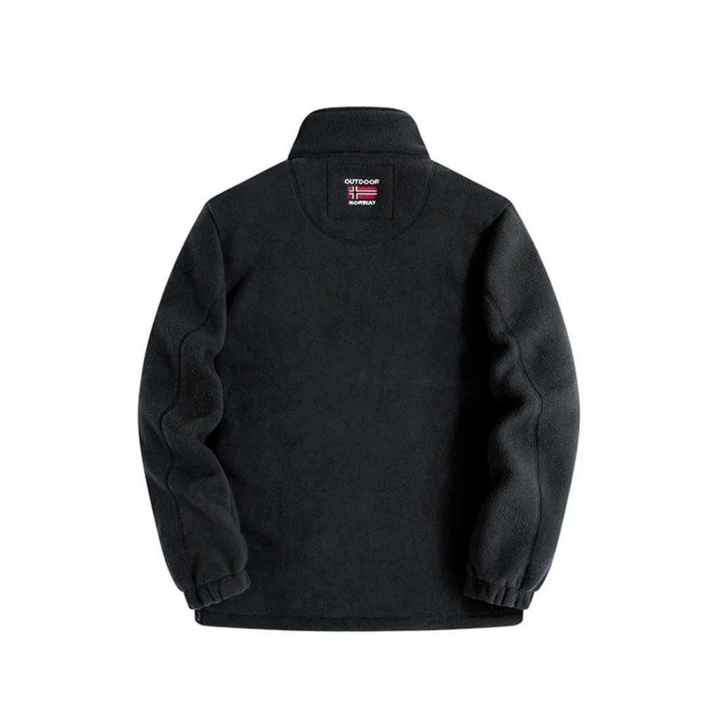 Full-zip textured fleece jacket with stand collar and front pockets