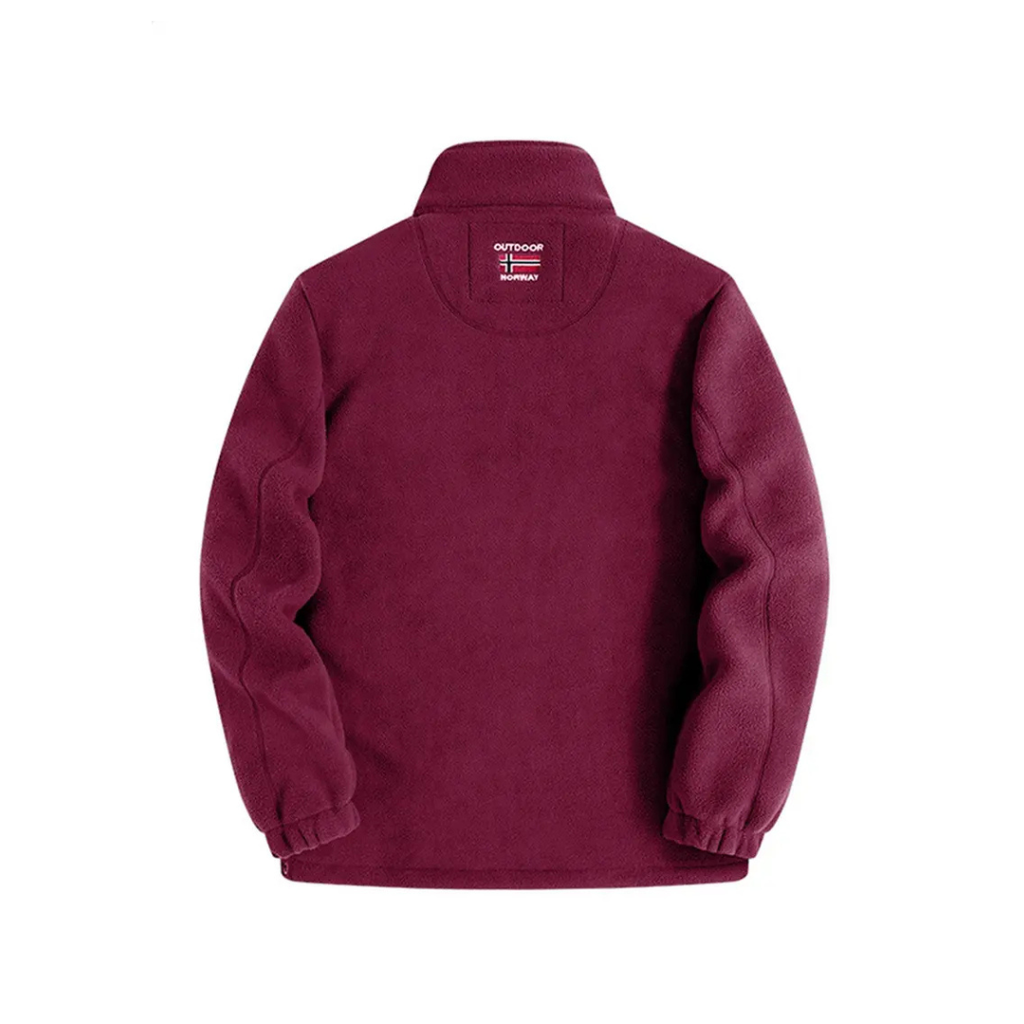 Full-zip textured fleece jacket with stand collar and front pockets