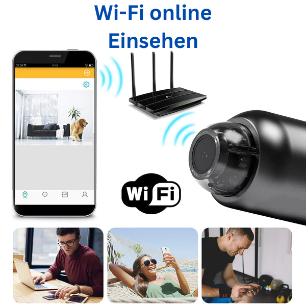 Compact black Full HD WiFi indoor security camera with lens