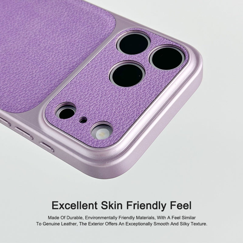 Textured iPhone case with raised camera frame and side button covers