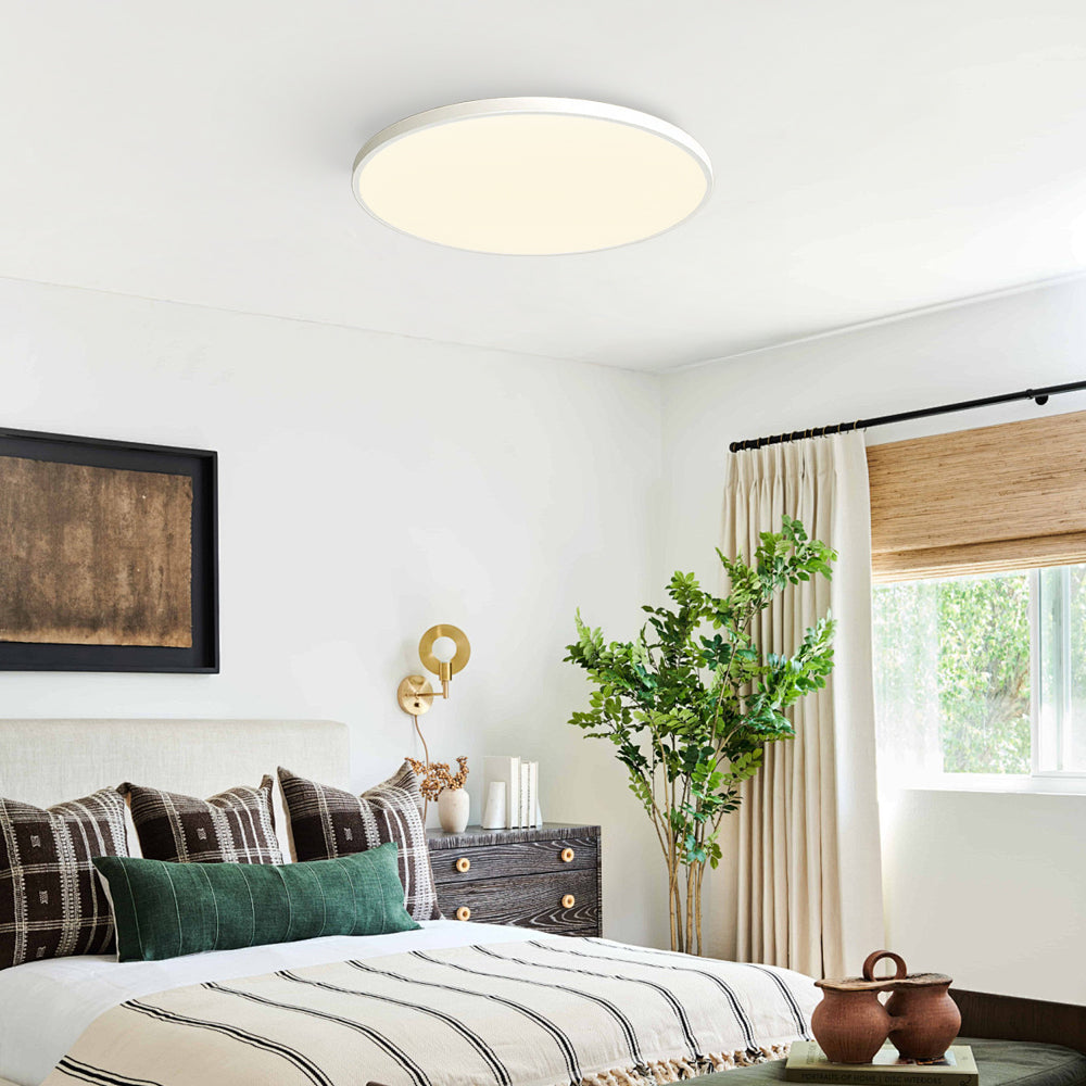 Round flush-mount LED ceiling light with a smooth circular diffuser