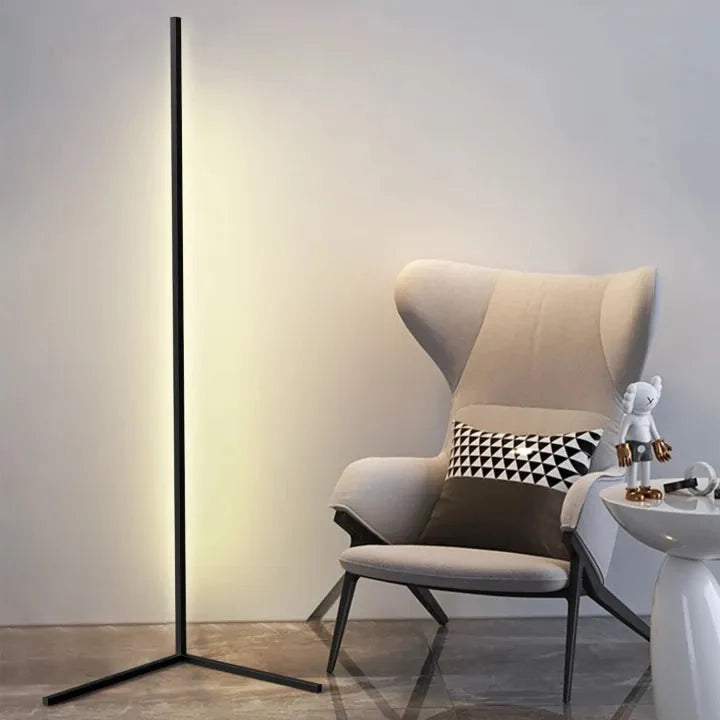 Slim vertical LED floor lamp with freestanding base